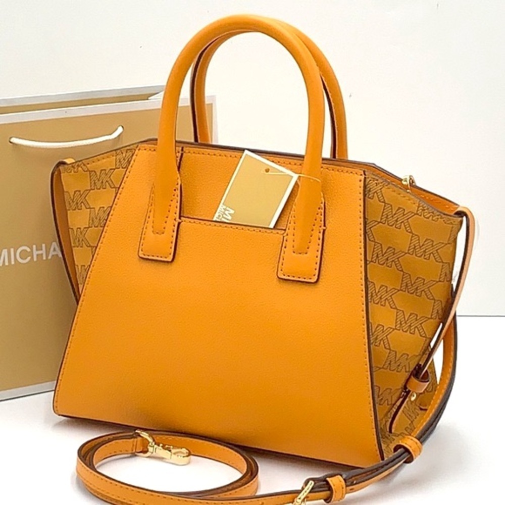 MICHAEL KORS AVRIL SMALL TOP ZIP SATCHEL CROSSBODY BAG HONEYCOMB COLOR - Picture 3 of 14